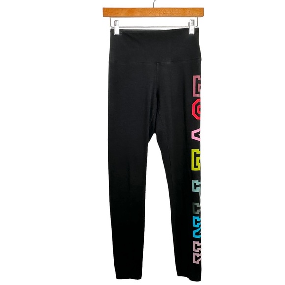PINK Victoria's Secret Pants - Pink Victoria's Secret High Waist Leggings Small Black Rainbow LOVE PINK Cotton